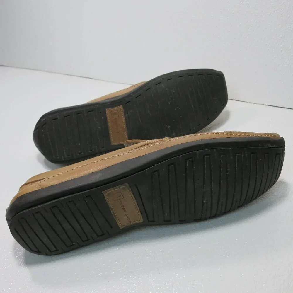 Brown Shoe Hand Stitched Leather Square Toe Driver Moccasins Footwear Men's 11 M